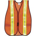 Crews Safety Vest, w/2" Lime/Silver Reflectors, 18"x47", Orange MCSCRWV201R